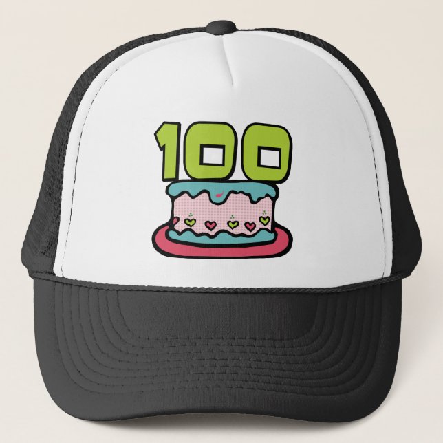 Gorra De Camionero Torta de cumpleaños de 100 años (Anverso)