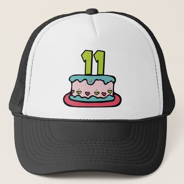 Gorra De Camionero Torta de cumpleaños de 11 años (Anverso)