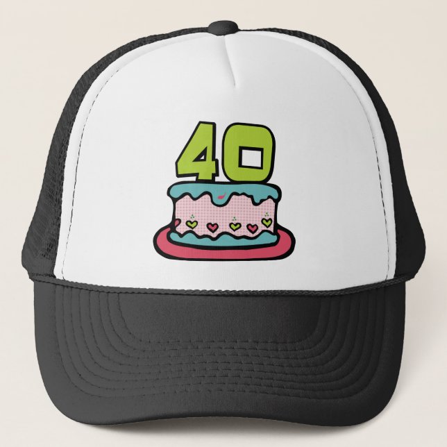 Gorra De Camionero Torta de cumpleaños de 40 años (Anverso)