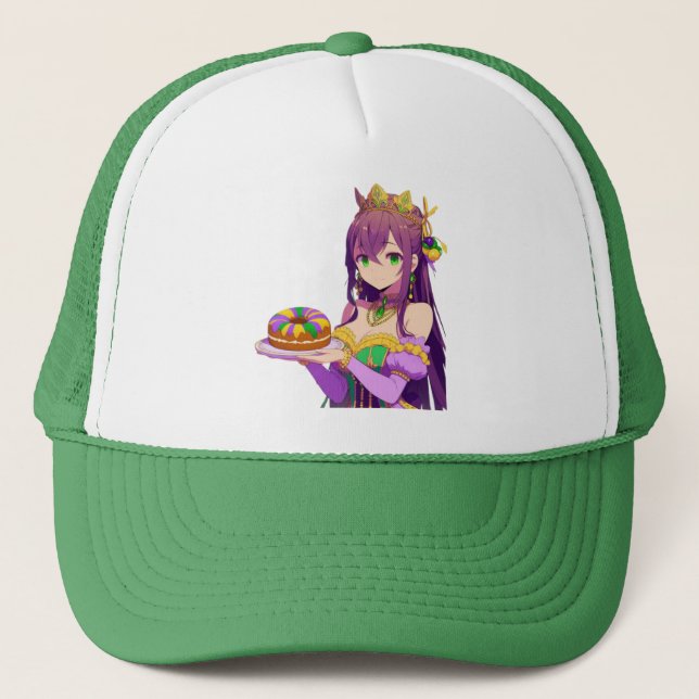 Gorra De Camionero Torta del Rey Anime Mardi Gras (Anverso)