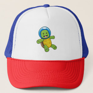 Gorra De Camionero Tortuga como astronauta con bola de vidrio