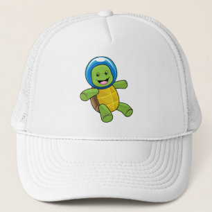 Gorra De Camionero Tortuga como astronauta con bola de vidrio