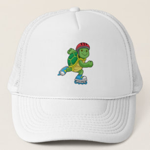Gorra De Camionero Tortuga como patinadora con patines en línea y cas