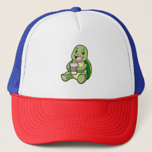 Gorra De Camionero Tortuga con caparazón y café a tomar