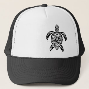 Gorra De Camionero Tortuga de mar tribal, negra y a la izquierda
