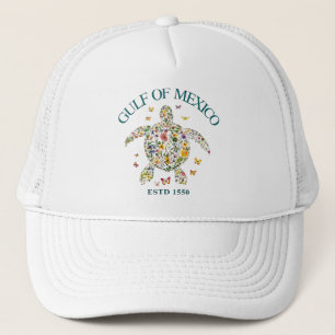 Gorra De Camionero Tortuga Floral Vintage Golfo De México Est 1550