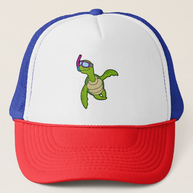 Gorra De Camionero Tortuga nadando con Snorkel (Anverso)