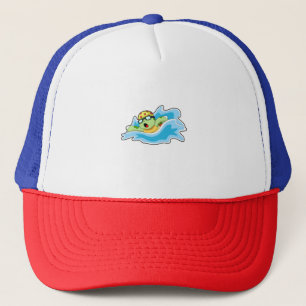 Gorra De Camionero Tortuga nadando en el agua