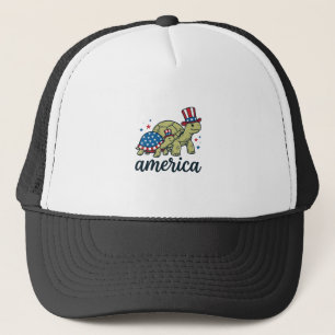 Gorra De Camionero Tortuga Patriótica América Diseño de Grabado Vinta
