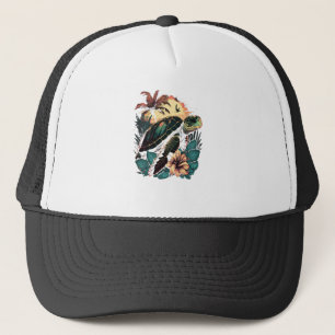 Gorra De Camionero Tortuga Tortugas Marinas Hawaianas Flor de Hibisco