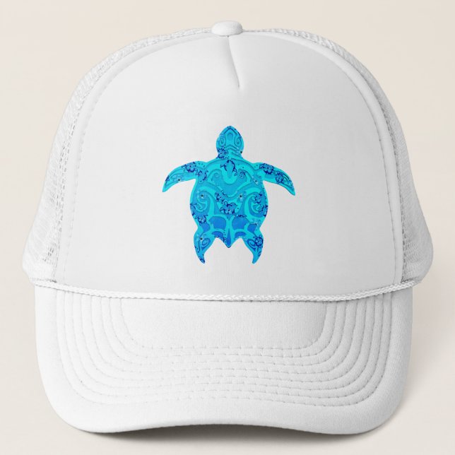 Gorra De Camionero Tortuga tribal azul de Honu (Anverso)
