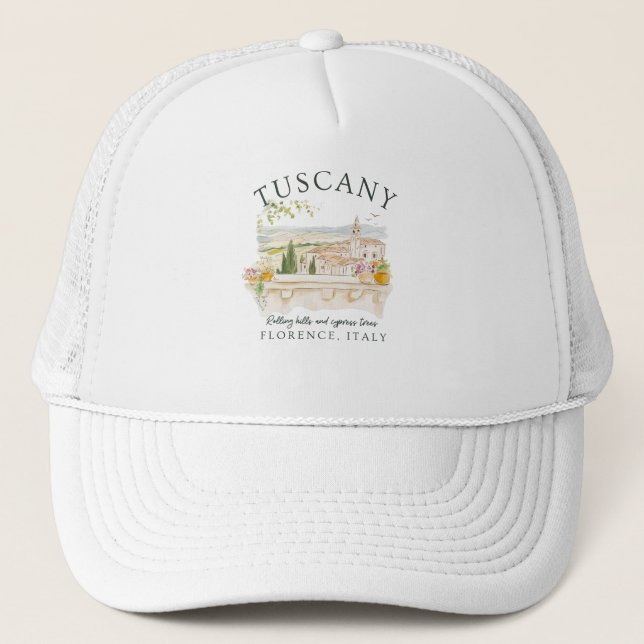 Gorra De Camionero Toscana Italia Colinas de viajes y cipreses (Anverso)