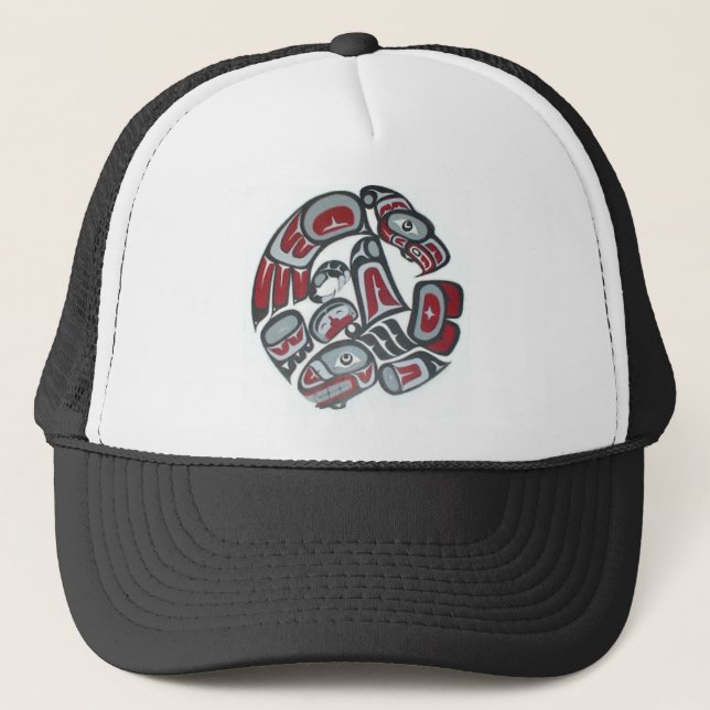 Gorra De Camionero Tótem tribal americano nativo musical (Anverso)