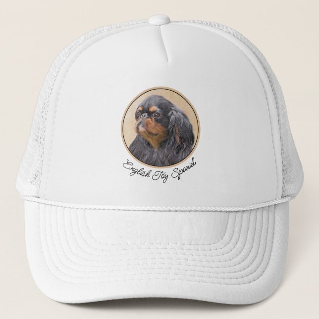 Gorra De Camionero Toy English Spaniel Pintura Original Arte Animal (Anverso)