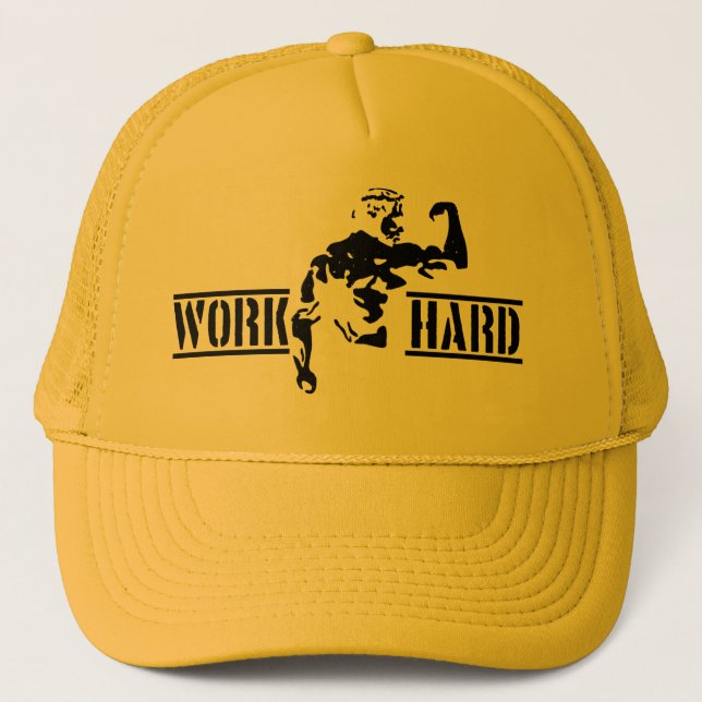 Gorra De Camionero trabajo arduo Arnold Schwarzenegger gimnasia levan (Anverso)