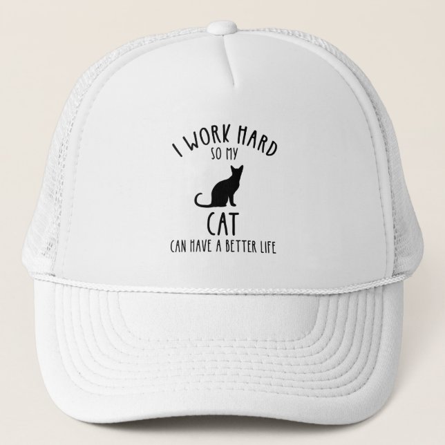 Gorra De Camionero Trabajo Duro Para Que Mi Gato Pueda Tener Una Vida (Anverso)