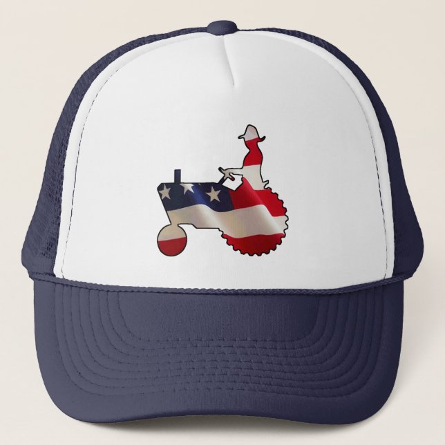 Gorra De Camionero Tractor americano orgulloso de la bandera de los (Anverso)