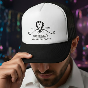 Gorra De Camionero Traje de Esmoquin Pajarita para Despedida de Solte