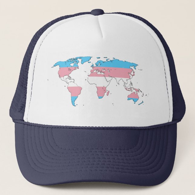 Gorra De Camionero Transgender pride world map Hat (Anverso)