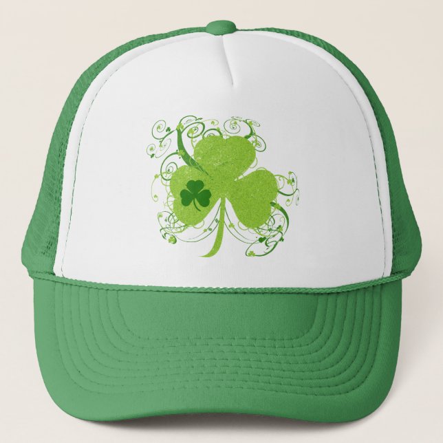 Gorra De Camionero Trébol irlandés verde (Anverso)