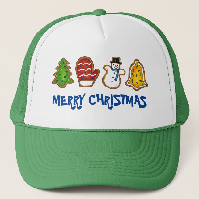 Gorra De Camionero Tree Mitten Snowman Bell Merry Christmas Cookie (Anverso)