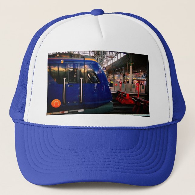 Gorra De Camionero Tren azul en la estación de Manchester (Anverso)