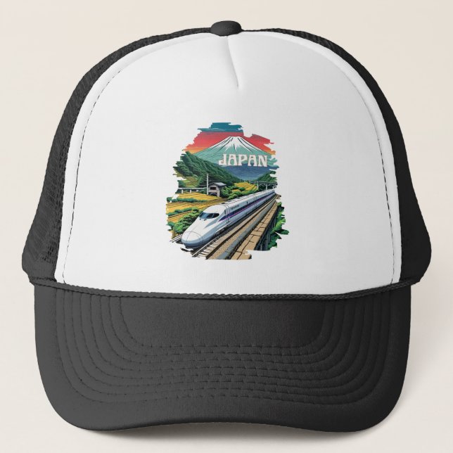 Gorra De Camionero Tren de bala japonés y el Monte Fuji (Anverso)