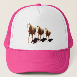 Gorra De Camionero Tres caballos palominos, rosados