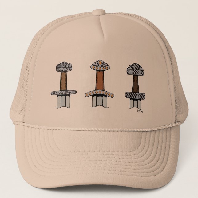 Gorra De Camionero Tres colinas de espadas vibrantes (Anverso)