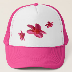 Gorra De Camionero Tres Flores Frangipani Rosadas,