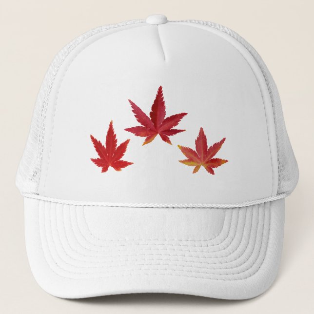 Gorra De Camionero Tres hojas caídas rojas (Anverso)