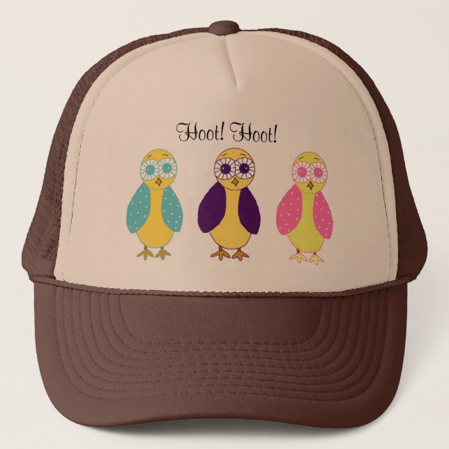 Gorra De Camionero Tres Lechuzas de Hoot Pequeñas (Anverso)