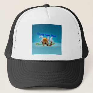 Gorra De Camionero Tres perros graciosos deseando un feliz año nuevo