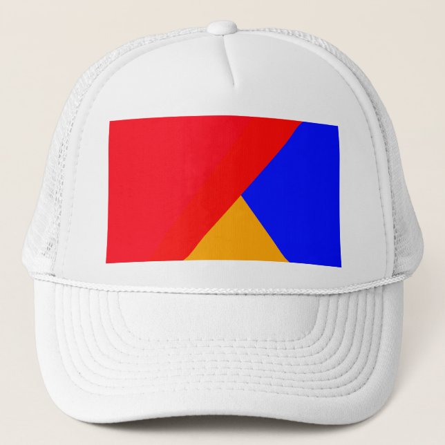 Gorra De Camionero Triángulo amarillo rojo abstracto geométrico (Anverso)