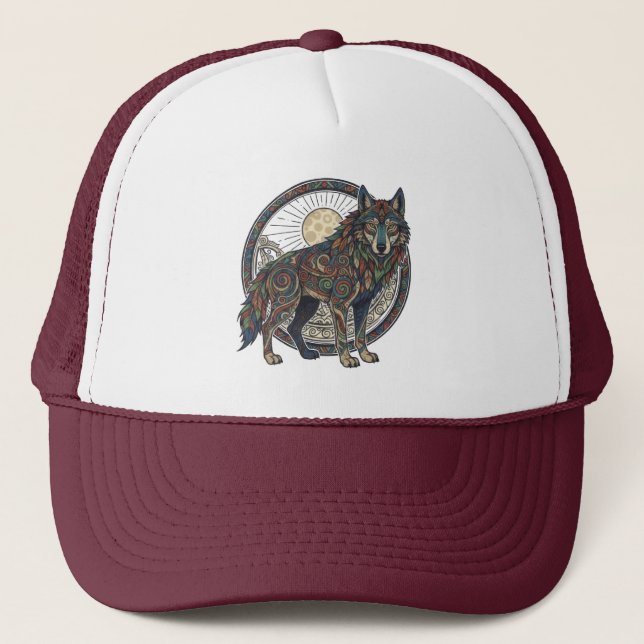 Gorra De Camionero Tribal Wolf Hat (Anverso)