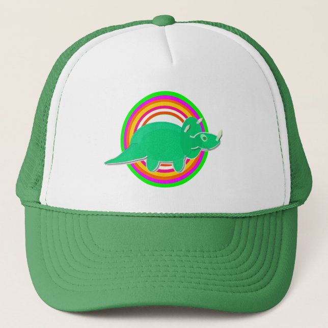 Gorra De Camionero Triceratops del dinosaurio verde (Anverso)