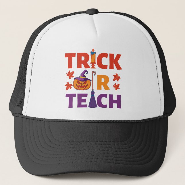 Gorra De Camionero Trick O Enseñanza De Halloween (Anverso)