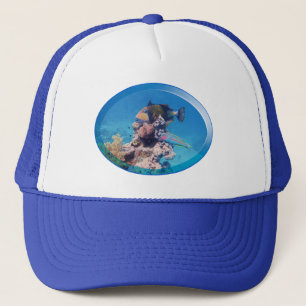 Gorra De Camionero Trigerfish en el arrecife de coral - Diseño fotogr