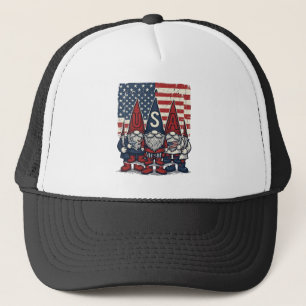 Gorra De Camionero Trío de gnomos patrióticos de EE. UU. Diseño vecto