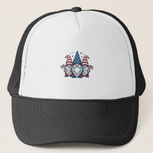 Gorra De Camionero Trío de gnomos patrióticos diseño vectorial vintag