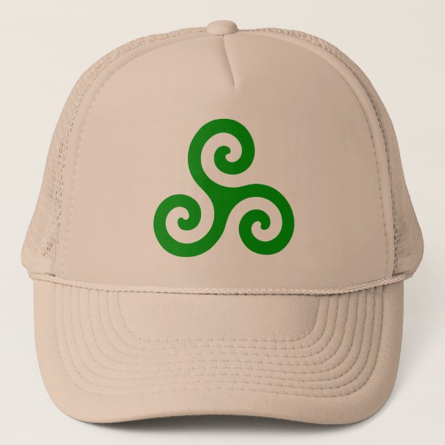 Gorra De Camionero Triskele espiral verde (Anverso)