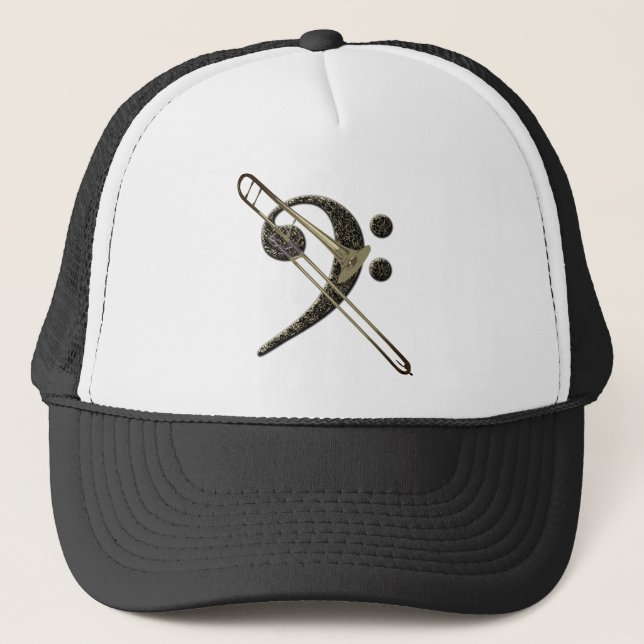 Gorra De Camionero Trombone Bass Clef Music Instruments Béisbol (Anverso)