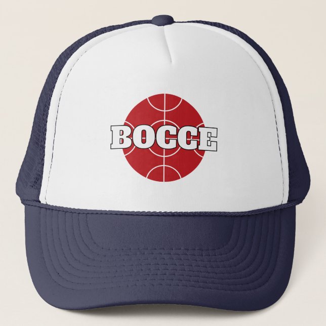 Gorra De Camionero Troncador de camionetas Red Bocce Ball con texto p (Anverso)