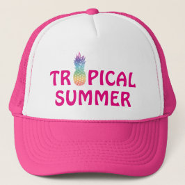 Gorra De Camionero Tropical summer pineapple pink girl's trucker hat