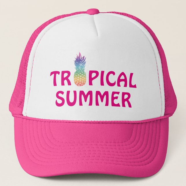Gorra De Camionero Tropical summer pineapple pink girl's trucker hat (Anverso)