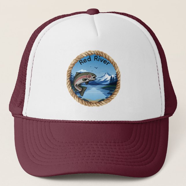 Gorra De Camionero Trucha Arcoíris de Montaña Pesca de Trofeo (Anverso)