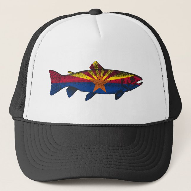 Gorra De Camionero trucha de la bandera de Fish Arizona (Anverso)