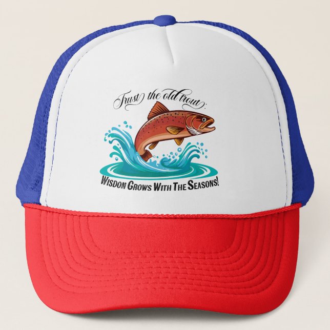 Gorra De Camionero Trucha Marrón Trofeo Saltando Del Agua (Anverso)