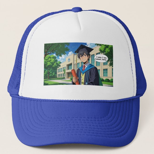 Gorra De Camionero Trucker Hat- Funny Graduation Quote. (Anverso)