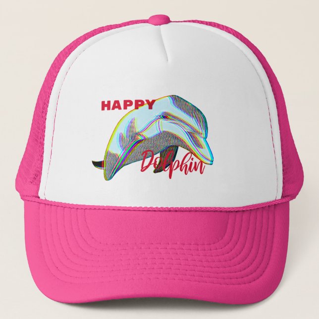 Gorra De Camionero Trucker Pet Happy Dolphin (Anverso)